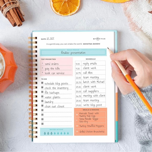 5/$20🛍️ Sweetzer&Orange Undated Planner: Meal, Habit, Tracker, Daily To Do List - Picture 6 of 7